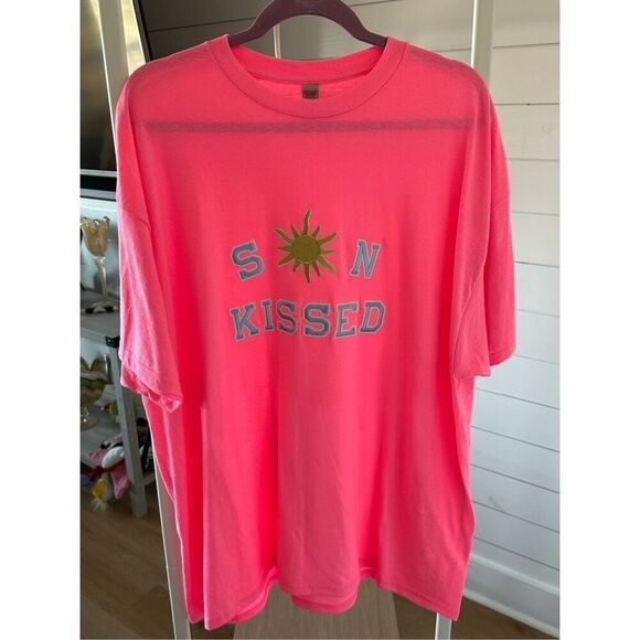 Sun Kissed Patches Sun‎ T-shirt Womens 2XL Pink Oversized Custom Made - Picture 1 of 4